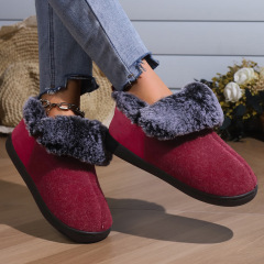 Wholesale Winter Fur Unisex Rubber Outsole Snow Boots Anti-slip Indooer And Outdoor Short Plush Snow Boots For Unisex