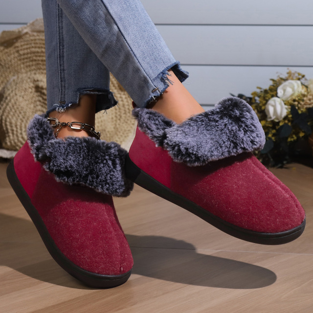 Wholesale Winter Fur Unisex Rubber Outsole Snow Boots Anti-slip Indooer And Outdoor Short Plush Snow Boots For Unisex
