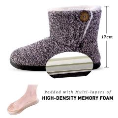 Custom OEM ODM Women Winter Warm Knitting Plush Slip-on Home Indoor Floor Shoes Anti-slip Comfortable Flats Warm Snow Boots
