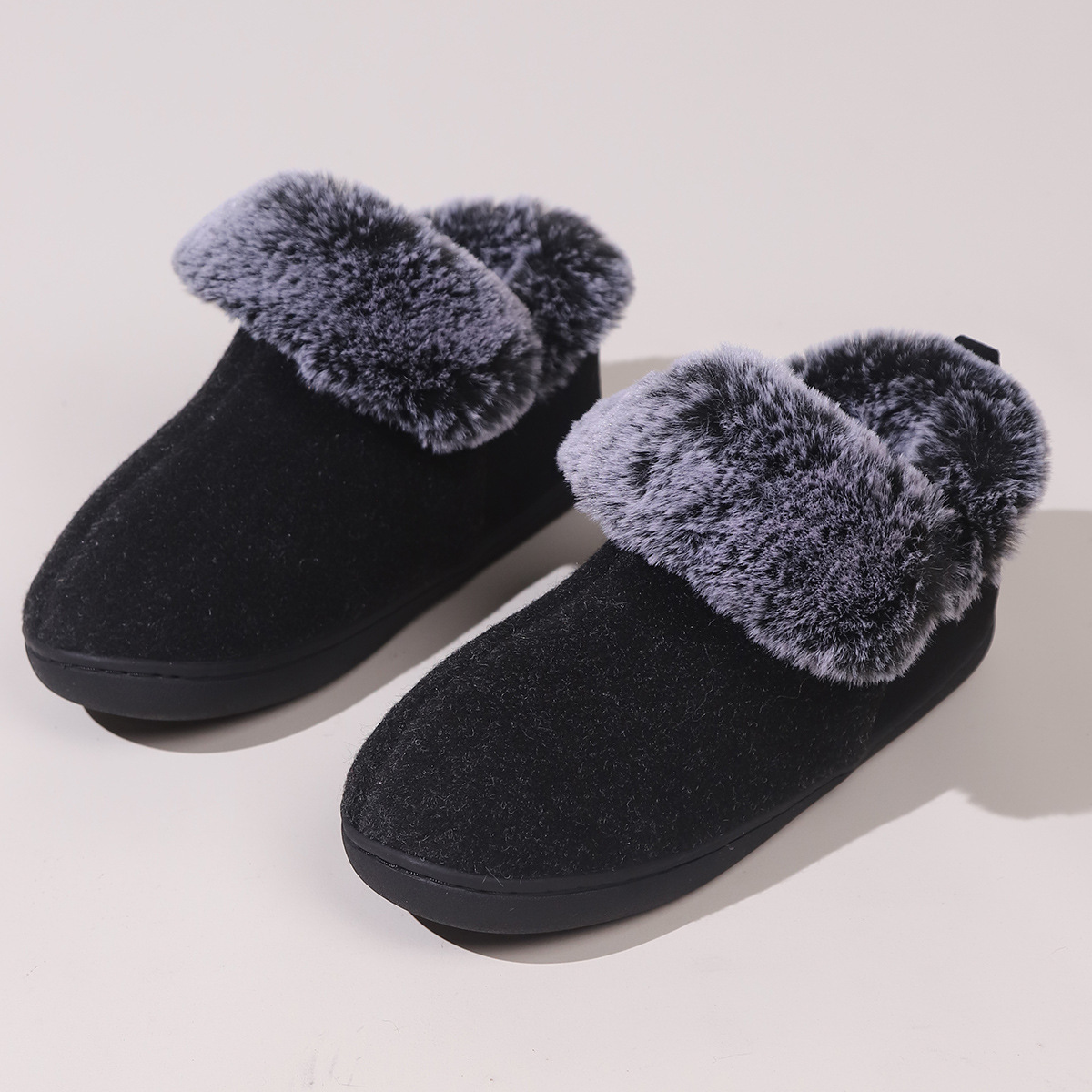 Wholesale Winter Fur Unisex Rubber Outsole Snow Boots Anti-slip Indooer And Outdoor Short Plush Snow Boots For Unisex