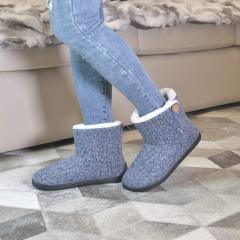 Custom OEM ODM Women Winter Warm Knitting Plush Slip-on Home Indoor Floor Shoes Anti-slip Comfortable Flats Warm Snow Boots