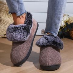 Wholesale Winter Fur Unisex Rubber Outsole Snow Boots Anti-slip Indooer And Outdoor Short Plush Snow Boots For Unisex