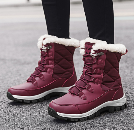 Wholesale Fashion Winter Outdoor Travel Waterproof Anti slip Thickened Warm High Top Mid length Snow Boots For Women