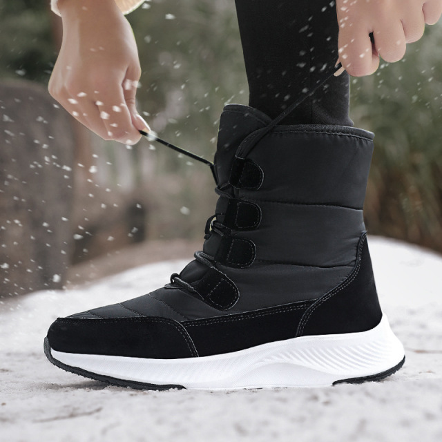 Wholesale Fashion Winter Outdoor Travel Waterproof Anti slip Thickened Warm High Top Mid length Snow Boots For Women