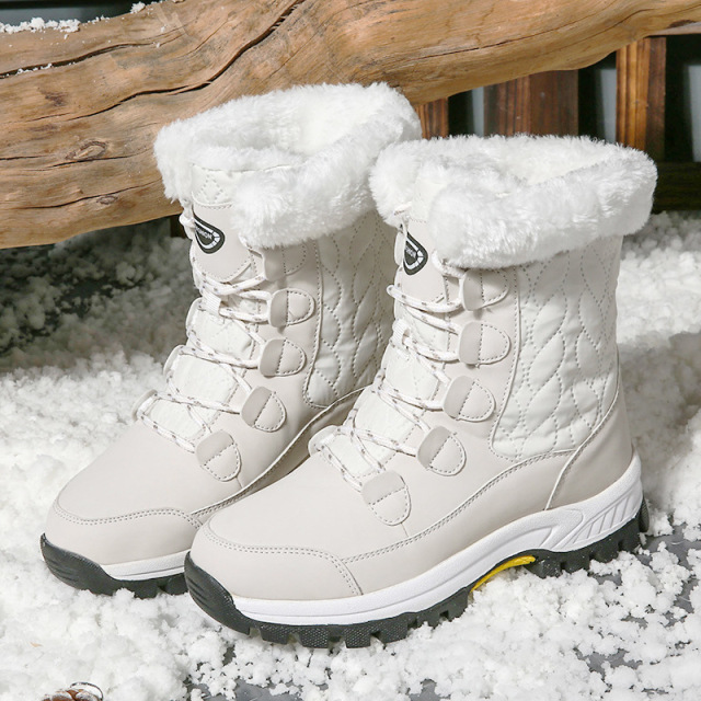 Winter Outdoor Travel Waterproof Women' s Snow Boots Anti slip Thickened Warm High Top Women's Mid length Snow