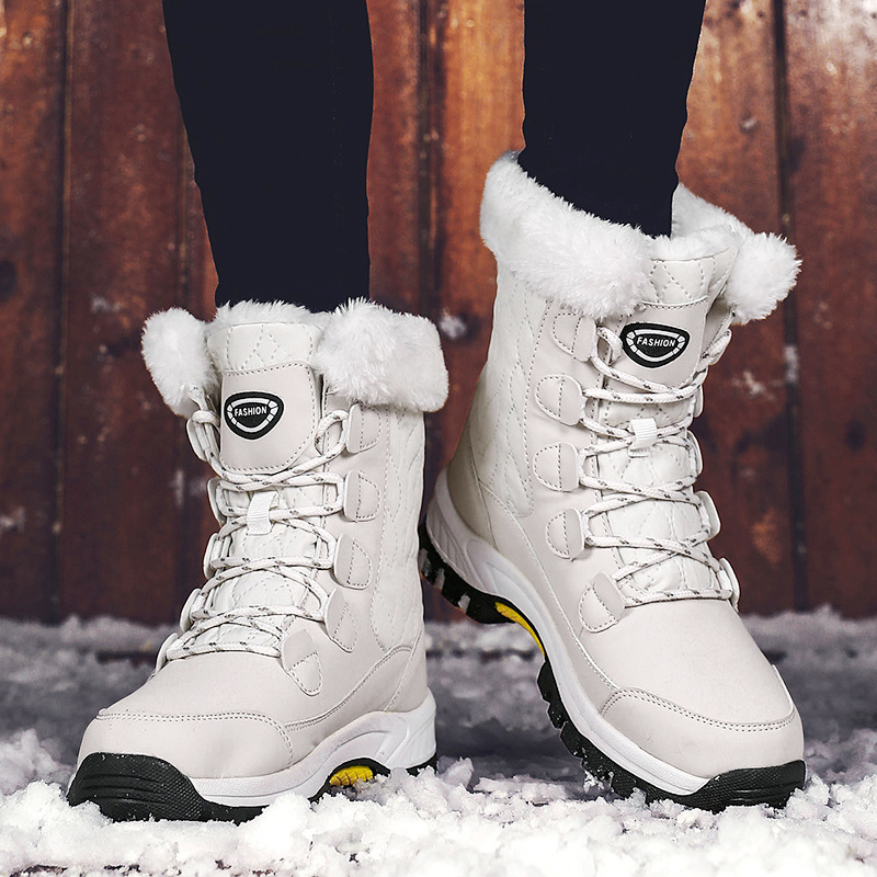 Winter Outdoor Travel Waterproof Women' s Snow Boots Anti slip Thickened Warm High Top Women's Mid length Snow