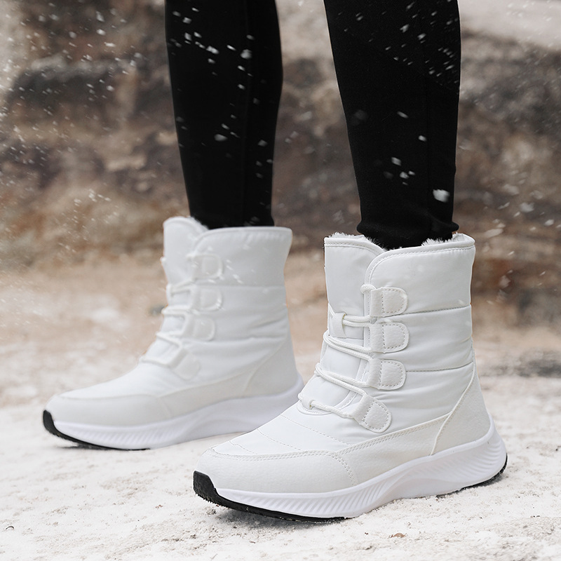 Wholesale Fashion Winter Outdoor Travel Waterproof Anti slip Thickened Warm High Top Mid length Snow Boots For Women