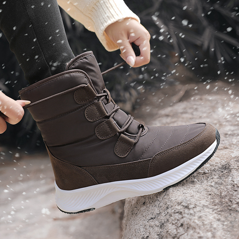 Wholesale Fashion Winter Outdoor Travel Waterproof Anti slip Thickened Warm High Top Mid length Snow Boots For Women