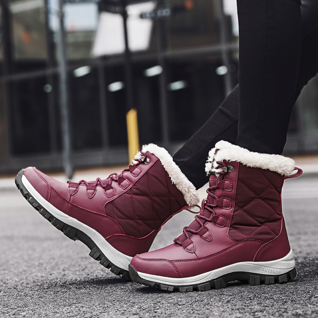 Wholesale Fashion Winter Outdoor Travel Waterproof Anti slip Thickened Warm High Top Mid length Snow Boots For Women