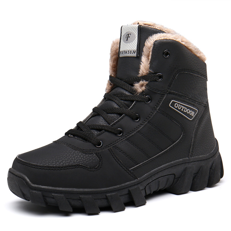 Lovers' Large Size Snow Boots Velvet Extra Thick Non-slip Waterproof Winter Warm High-top Boots Cotton Shoes