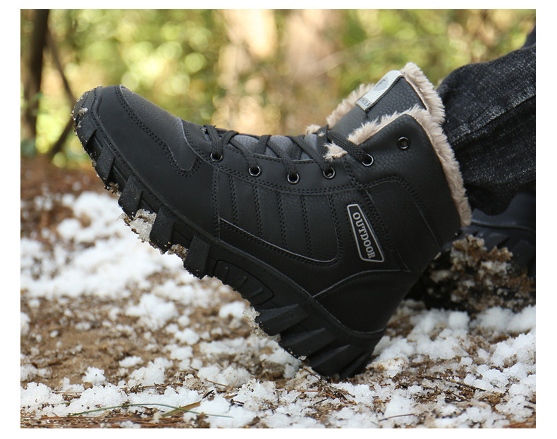 Lovers' Large Size Snow Boots Velvet Extra Thick Non-slip Waterproof Winter Warm High-top Boots Cotton Shoes