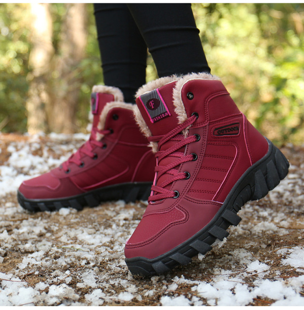 Lovers' Large Size Snow Boots Velvet Extra Thick Non-slip Waterproof Winter Warm High-top Boots Cotton Shoes