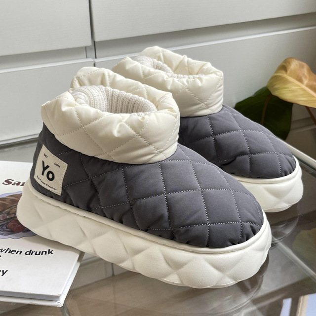 Fashion Snow Boots Women Winter Thick Soled Waterproof Down Shoes Outdoor Couple Warm Cotton Shoes Men