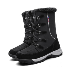 Wholesale Fashion Winter Outdoor Travel Anti Slip Thickened Warm High Top Mid Length Snow Boots For Women