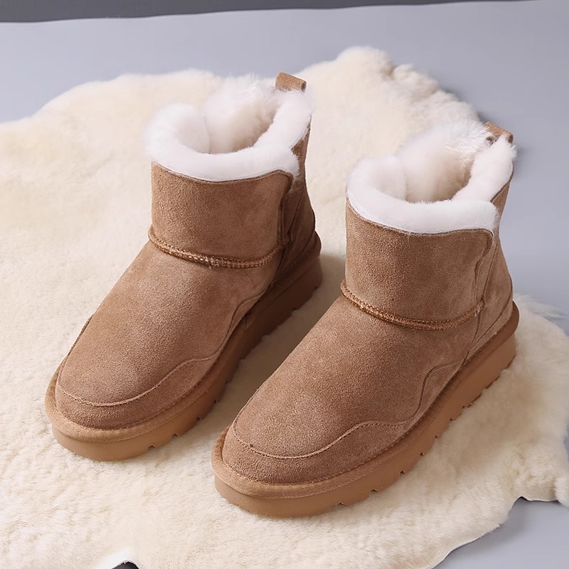Wholesale Warm Genuine Leather Upper Thick Soled Women Snow Boots Anti-slip Classic Casual Women Daily Snow Boots