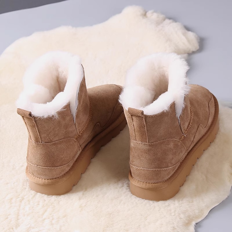 Wholesale Warm Genuine Leather Upper Thick Soled Women Snow Boots Anti-slip Classic Casual Women Daily Snow Boots