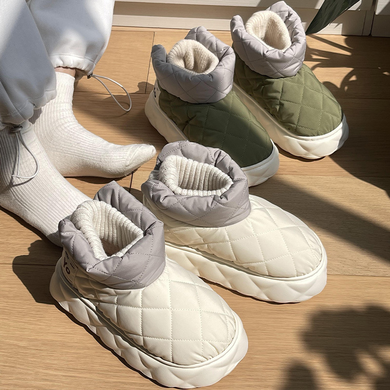 Fashion Snow Boots Women Winter Thick Soled Waterproof Down Shoes Outdoor Couple Warm Cotton Shoes Men