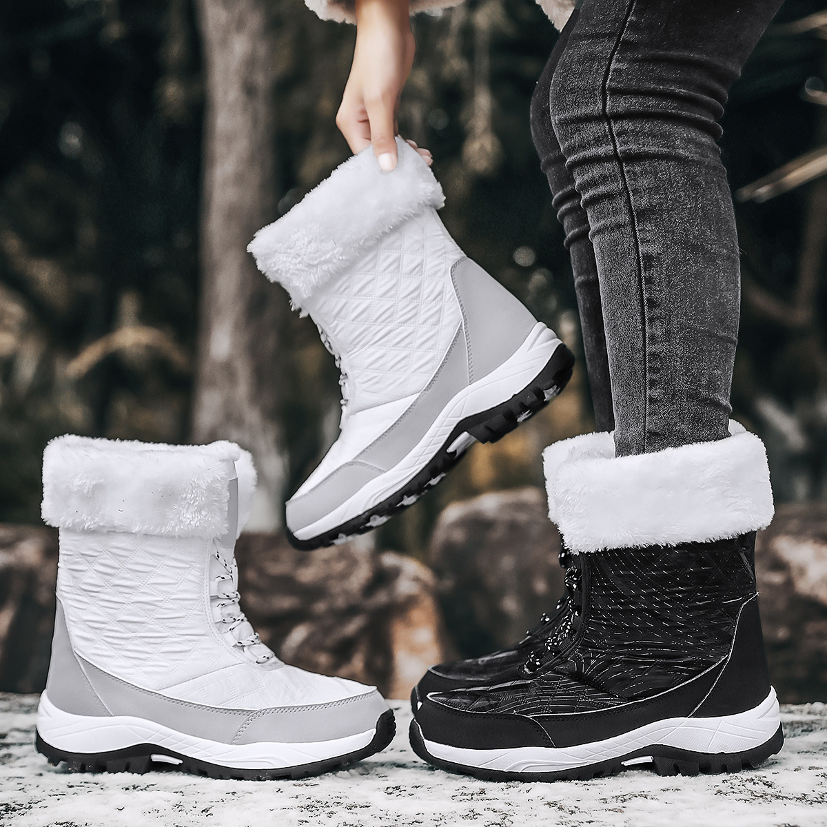 Wholesale Winter Fashion High Quality Outdoor Travel Waterproof Non-slip Thickened Medium Long Warm Snow Boots