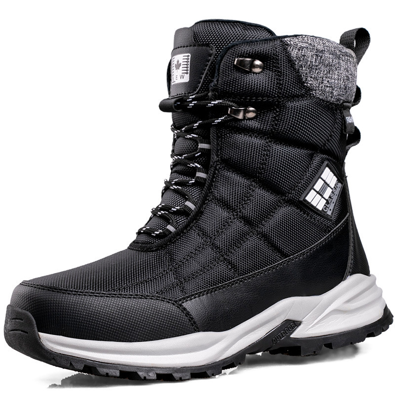 Wholesale Winter Fashion Men's High Top Waterproof Snow Boots Thickened Outdoor Casual Black Snow Boots