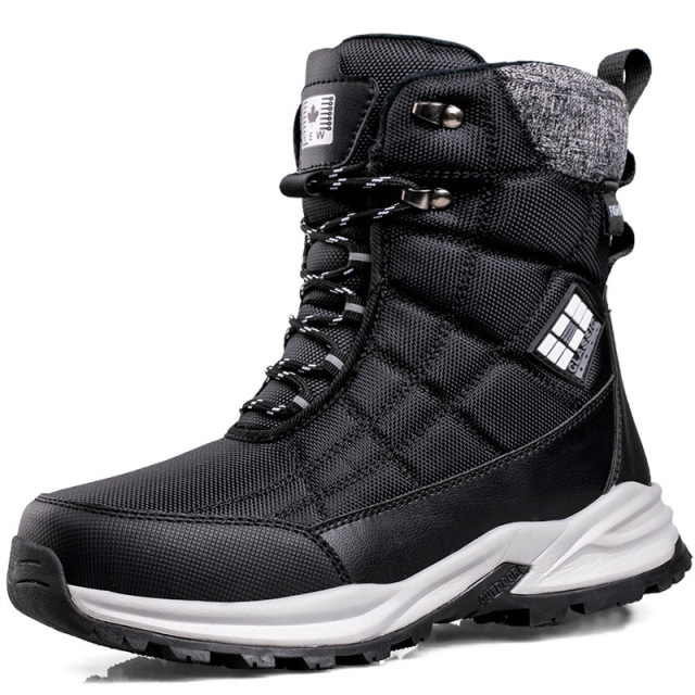 Wholesale Winter Fashion Men's High Top Waterproof Snow Boots Thickened Outdoor Casual Black Snow Boots