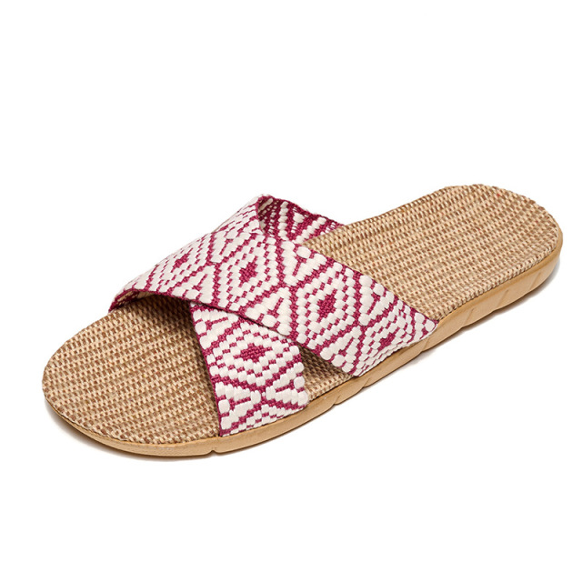 Trendy Home Wooden Floor Silent Rattan Slippers Wholesale Summer Living Room Sandals Woven Thick Sole Slippers