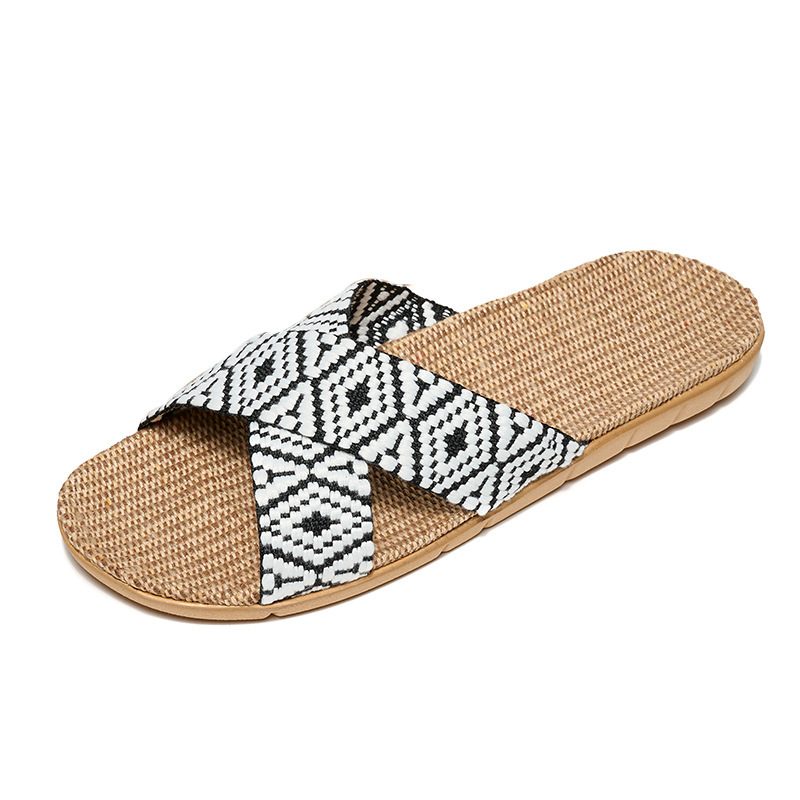 Trendy Home Wooden Floor Silent Rattan Slippers Wholesale Summer Living Room Sandals Woven Thick Sole Slippers