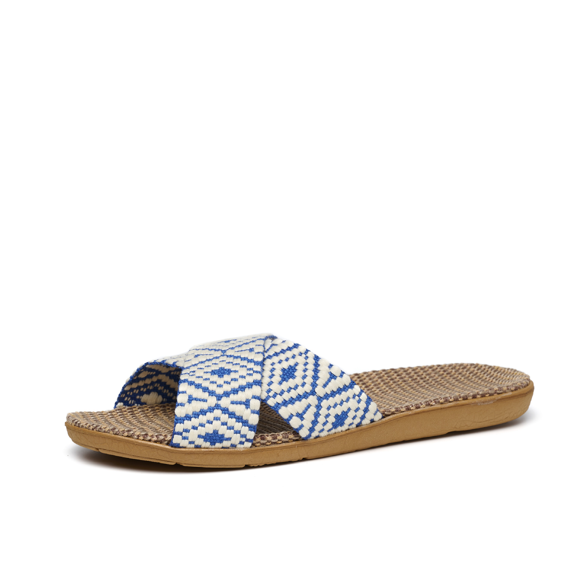 Trendy Home Wooden Floor Silent Rattan Slippers Wholesale Summer Living Room Sandals Woven Thick Sole Slippers