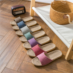 Wholesale Couple Large Size Indoor Slippers Wooden Floor Cotton Linen Slippers Home Non-slip Men And Women Linen Slippers