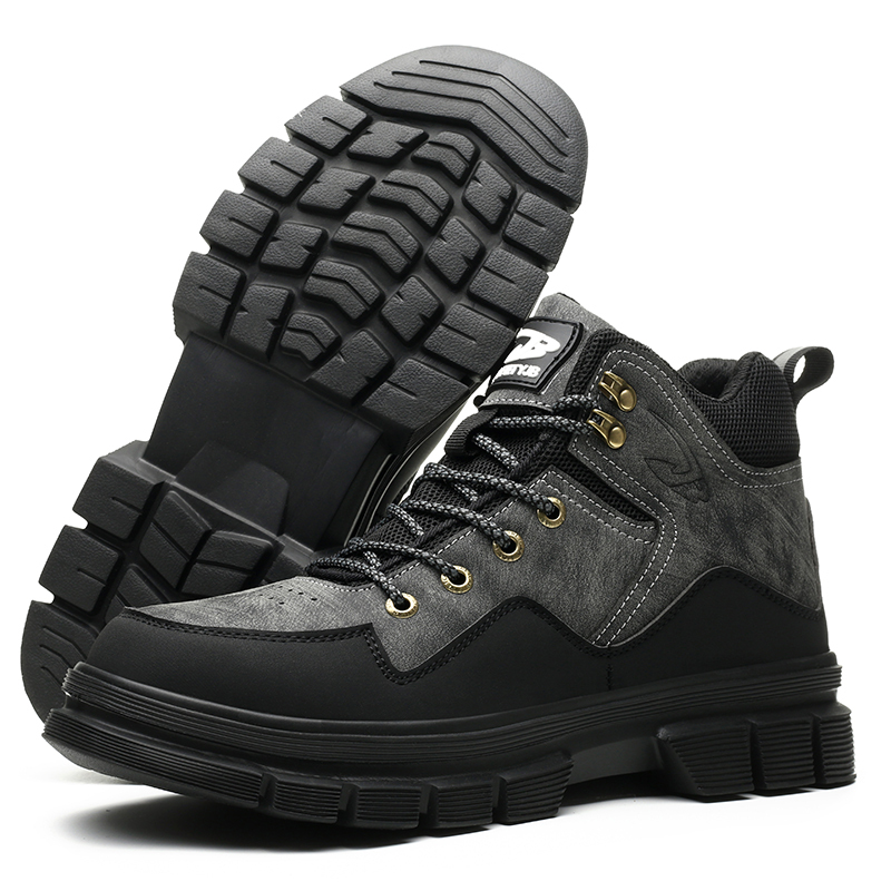 Microfiber Leather Martens Boots Men's Working Safety Shoes Large Size Stab-proof European Standard Steel Toe Safety Boots
