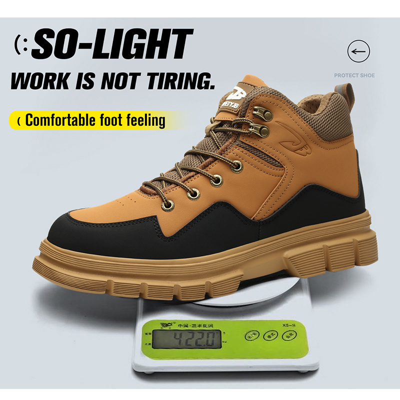 Microfiber Leather Martens Boots Men's Working Safety Shoes Large Size Stab-proof European Standard Steel Toe Safety Boots