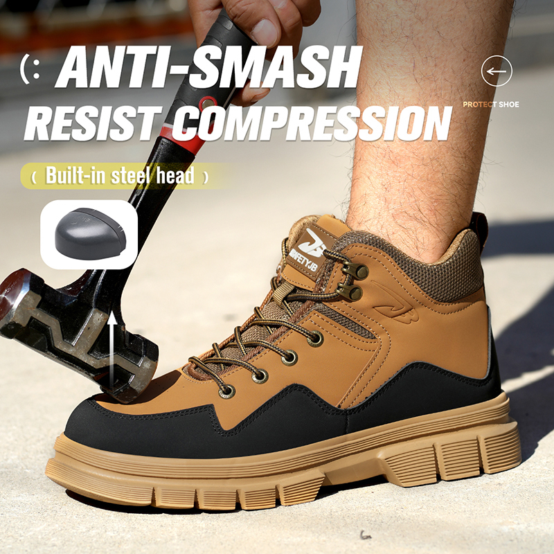 Microfiber Leather Martens Boots Men's Working Safety Shoes Large Size Stab-proof European Standard Steel Toe Safety Boots