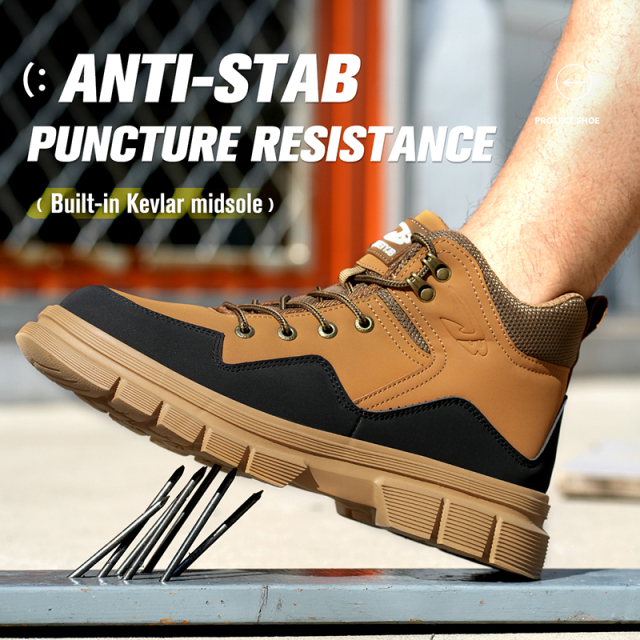 Microfiber Leather Martens Boots Men's Working Safety Shoes Large Size Stab-proof European Standard Steel Toe Safety Boots