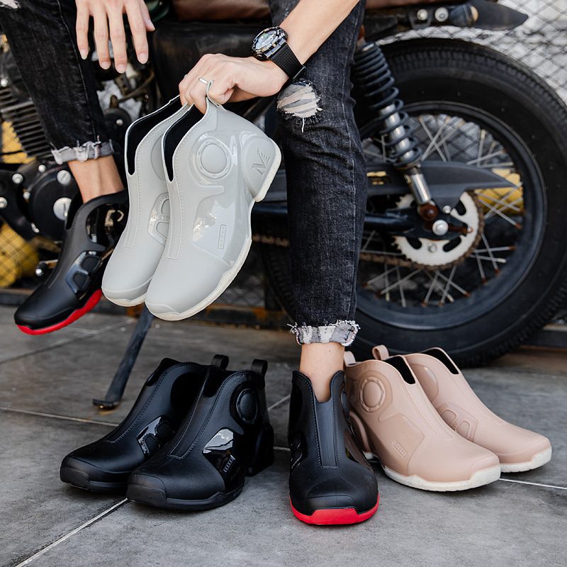 Fashion Rain Shoes For Men Thick Soled Rain Boots Non-slip Pvc Kitchen Shoes Outdoor Waterproof Car Wash Shoes For Men