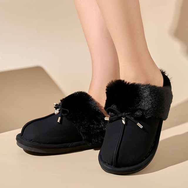 Winter Fashion Home Life Luxury Comfort Warm Plush Camel Faux Suede Closed Toe Home Slippers ODM Supply