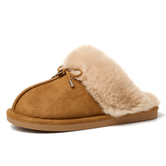 Winter Fashion Home Life Luxury Comfort Warm Plush Camel Faux Suede Closed Toe Home Slippers ODM Supply