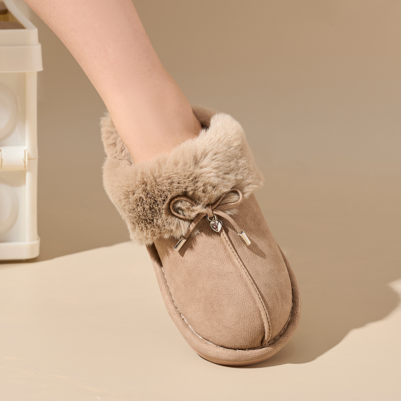 Winter Fashion Home Life Luxury Comfort Warm Plush Camel Faux Suede Closed Toe Home Slippers ODM Supply