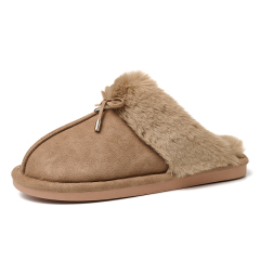 Winter Fashion Home Life Luxury Comfort Warm Plush Camel Faux Suede Closed Toe Home Slippers ODM Supply