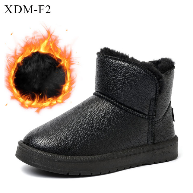 Winter New Trend Fashion Warm Short Boots Outdoor Lychee Leather Casual Ankle Flats One Fur Snow Boots For Women