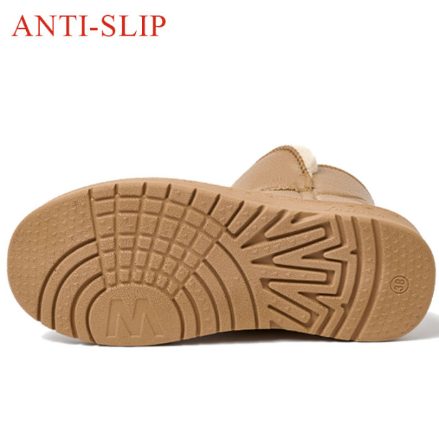 Winter New Trend Fashion Warm Short Boots Outdoor Lychee Leather Casual Ankle Flats One Fur Snow Boots For Women