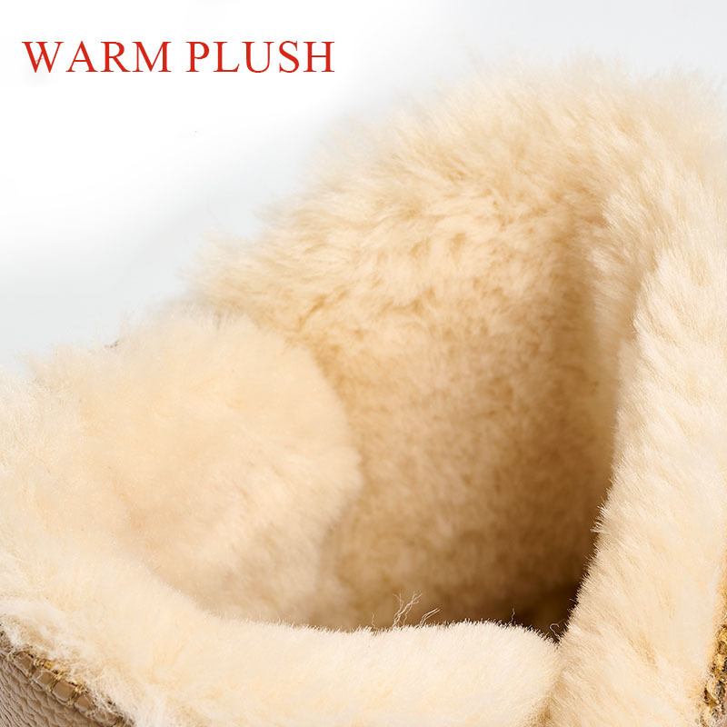 Winter New Trend Fashion Warm Short Boots Outdoor Lychee Leather Casual Ankle Flats One Fur Snow Boots For Women