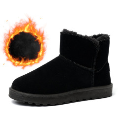 Wholesale Custom Men's Winter Outdoor Shoes Waterproof Dark Faux Suede Warm Plush Round Toe Snow Boots For Men