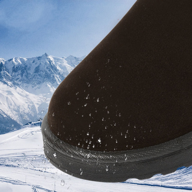 Wholesale Custom Men's Winter Outdoor Shoes Waterproof Dark Faux Suede Warm Plush Round Toe Snow Boots For Men