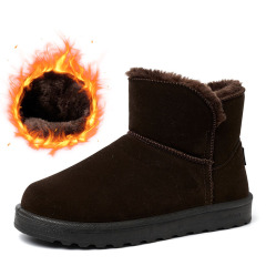 Wholesale Custom Men's Winter Outdoor Shoes Waterproof Dark Faux Suede Warm Plush Round Toe Snow Boots For Men