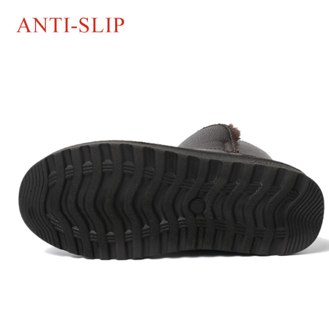 Wholesale Manufacturers Direct Sales Winter Outdoor Dark Imitation Leather Artificial Plush Strip Flat Snow Boots For Men