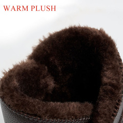 Wholesale Manufacturers Direct Sales Winter Outdoor Dark Imitation Leather Artificial Plush Strip Flat Snow Boots For Men
