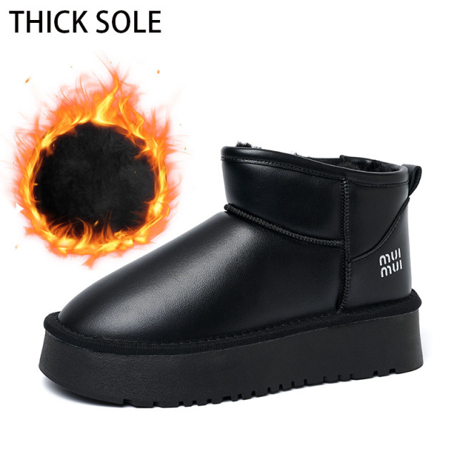 Manufacturers Direct Sales Of New Winter Snow Boots Wholesale Smooth Leather Thickened Plush Inner Snow Boots For Women