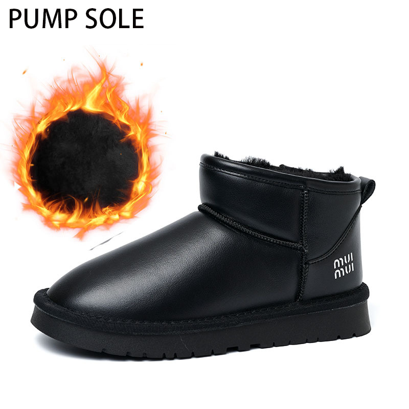 Manufacturers Direct Sales Of New Winter Snow Boots Wholesale Smooth Leather Thickened Plush Inner Snow Boots For Women
