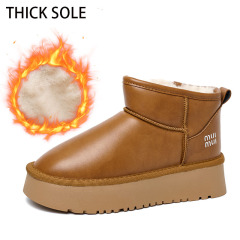 Manufacturers Direct Sales Of New Winter Snow Boots Wholesale Smooth Leather Thickened Plush Inner Snow Boots For Women