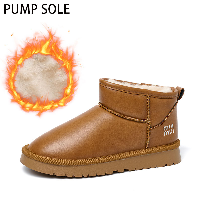 Manufacturers Direct Sales Of New Winter Snow Boots Wholesale Smooth Leather Thickened Plush Inner Snow Boots For Women