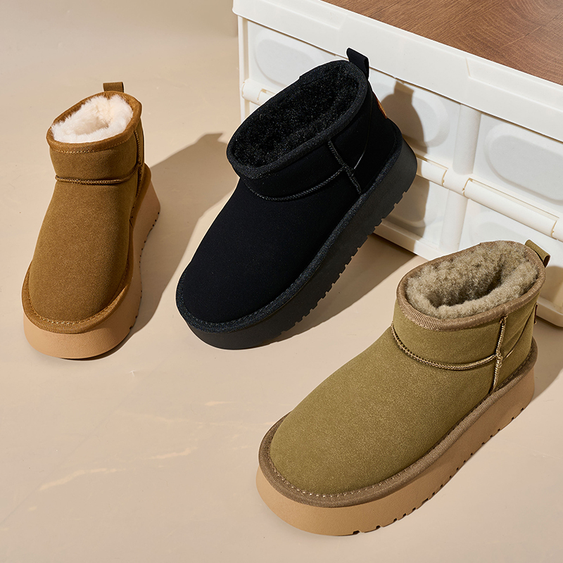 Bairuilun Winter Warm Women's Cotton Boots Factory Wholesale Classic Warm Plush Suede Upper Snow Boots For Women